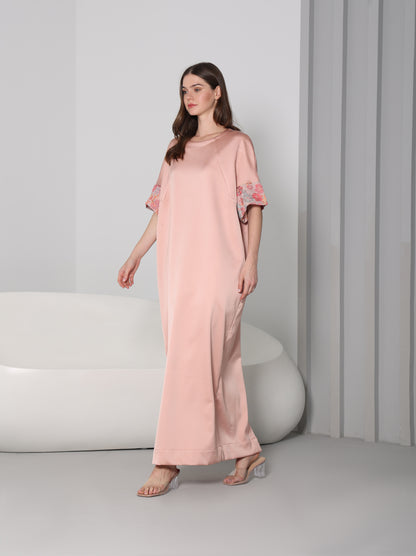 Amira peach jacquard kaftan