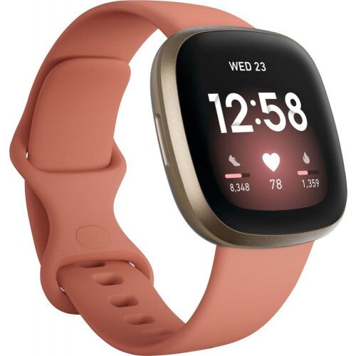 Versa 3 Health & Fitness Smartwatch with 6-months Premium Membership Included Built-in GPS Daily Readiness Score and Up To 6+ Days Battery Pink Clay