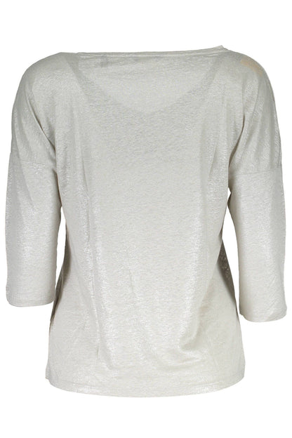 Gant Elegant Gray V-Neck Sweater with 3/4 Sleeves