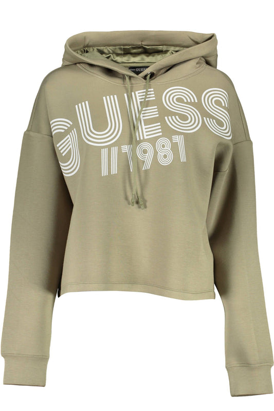 Guess Jeans Chic Green Hooded Sweatshirt with Logo Print