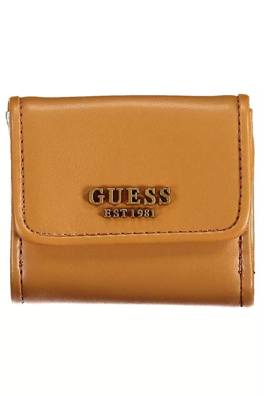 Guess Jeans Chic Brown Snap Wallet with Contrast Detailing