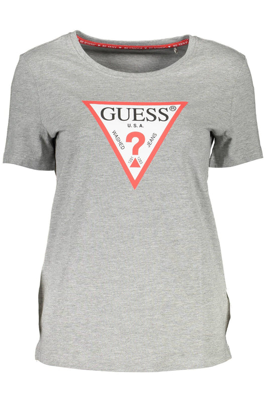 Guess Jeans Chic Gray Printed Logo Tee