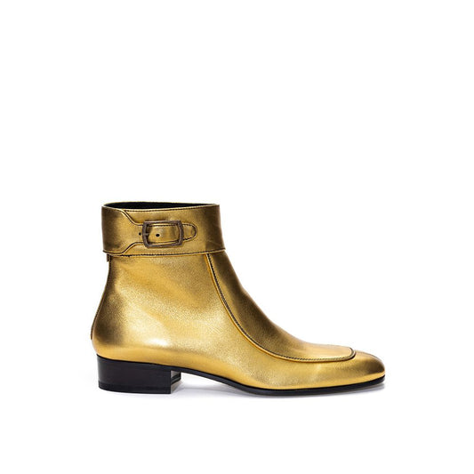 حذاء سان لوران الجلدي الذهبي
