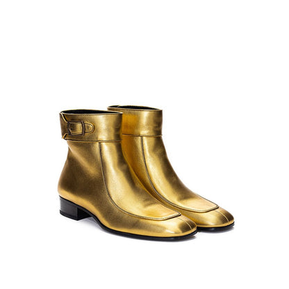 حذاء سان لوران الجلدي الذهبي