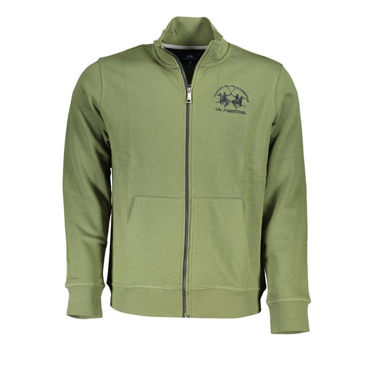 La Martina Classic Green Zippered Fleece Sweatshirt
