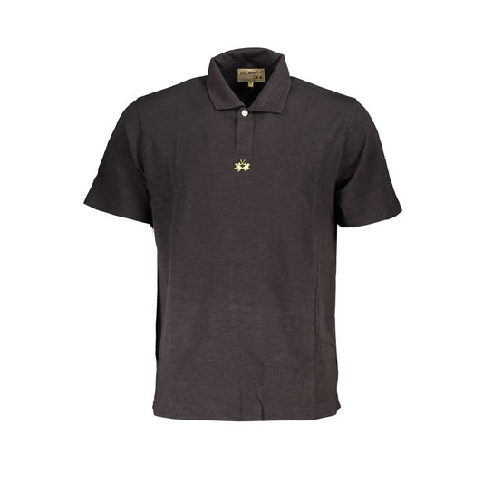 La Martina Elegant Black Cotton Polo Shirt Regular Fit