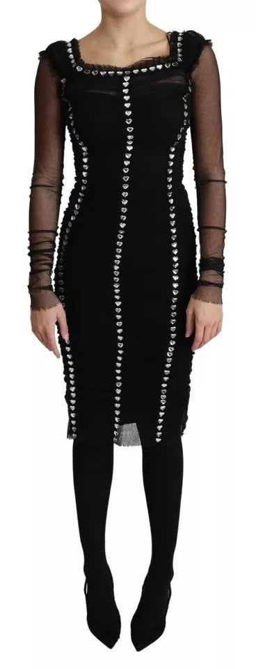 Dolce & Gabbana Black Crystal Embellished Bodycon Dress
