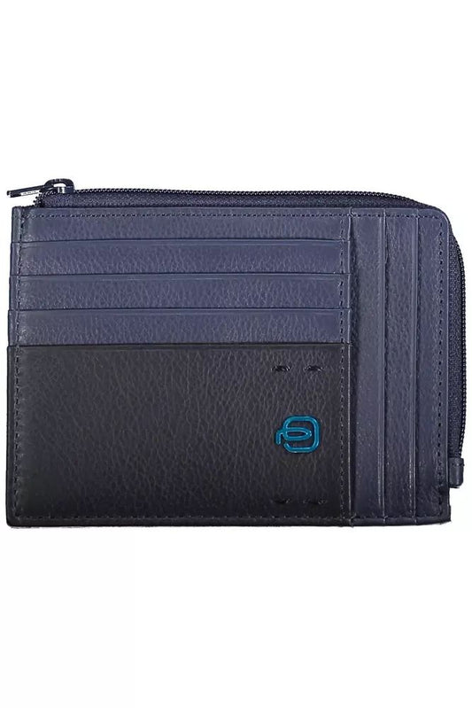 Piquadro Sleek Blue Leather Card Holder with RFID Block