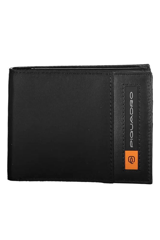 Piquadro Eco-Chic Contrast Detailed Black Wallet