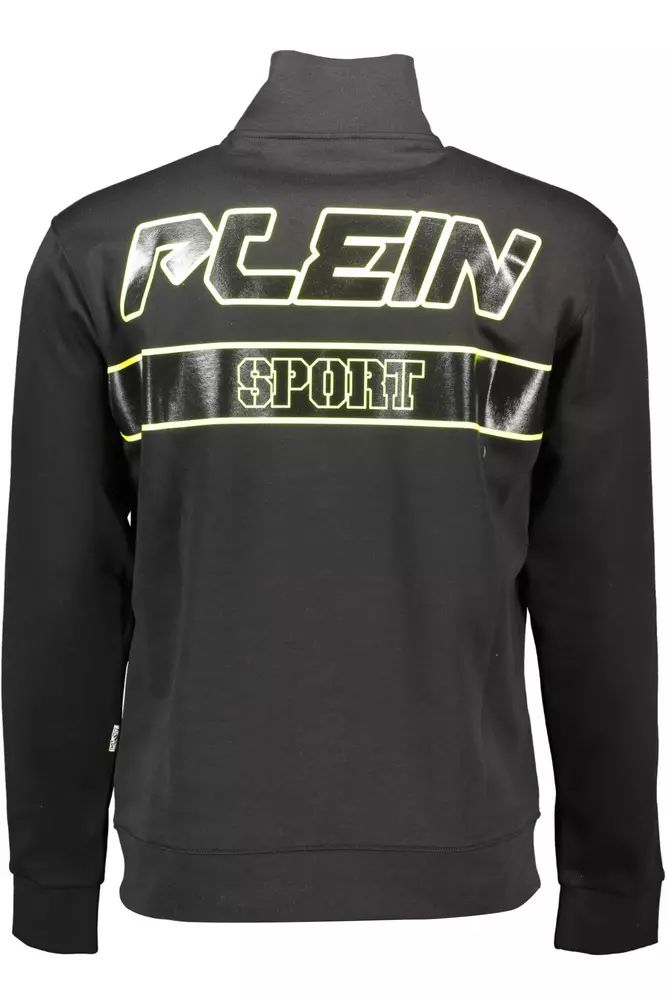 Plein Sport Sleek Long-Sleeve Zip Sweatshirt with Contrasts