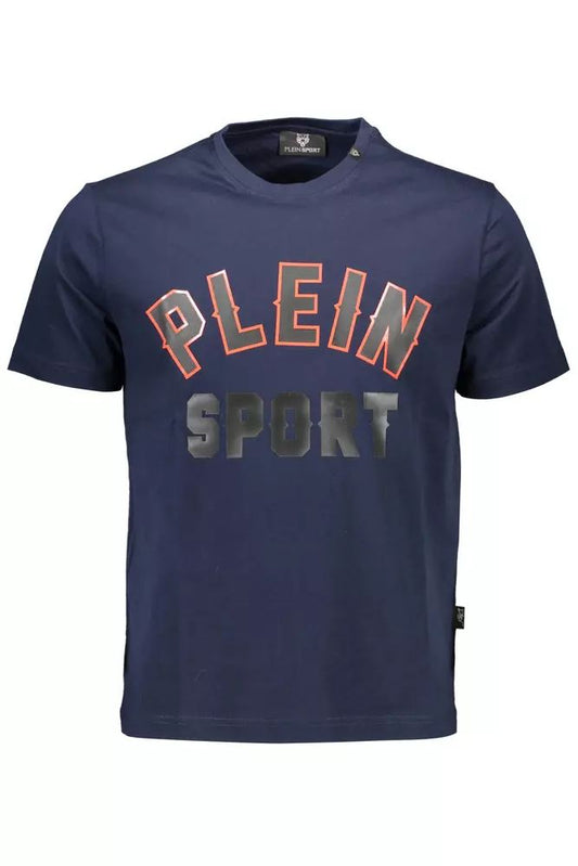 Plein Sport Athletic Blue Crew Neck Tee with Logo Detail