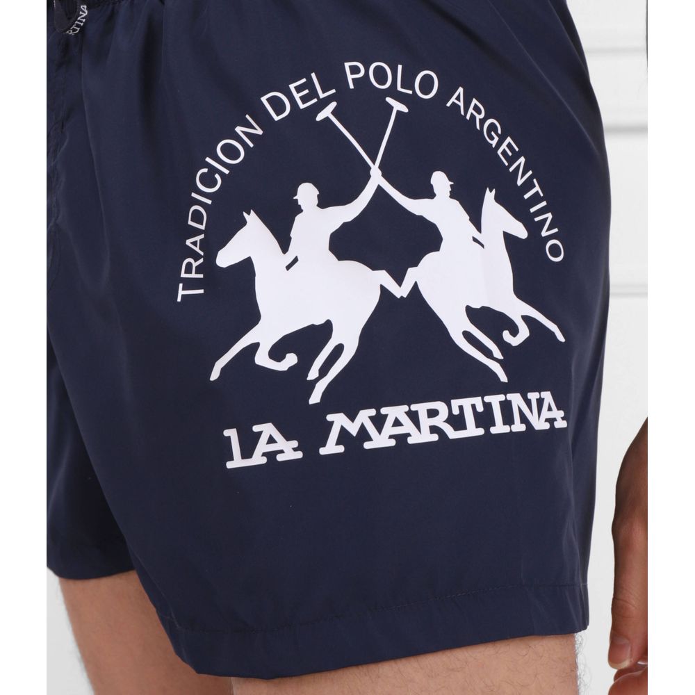 La Martina Sleek Blue Men's Boxer Swim Shorts