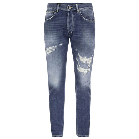 Dondup Distressed Blue Cotton Mius Jeans