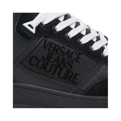 Versace Jeans Black Leather Di Calfskin Sneaker