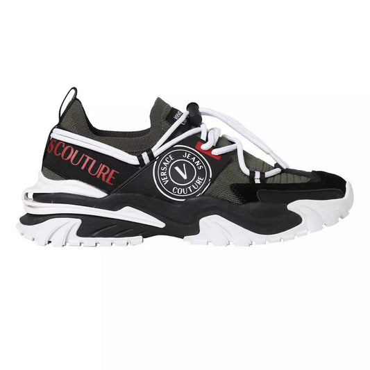 Versace Jeans Army Leather Sneakers with Logo Accents