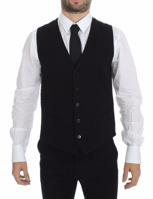 Dolce & Gabbana Elegant Black Silk Dress Vest