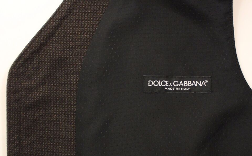 Dolce & Gabbana Elegant Brown Cotton Blend Dress Vest