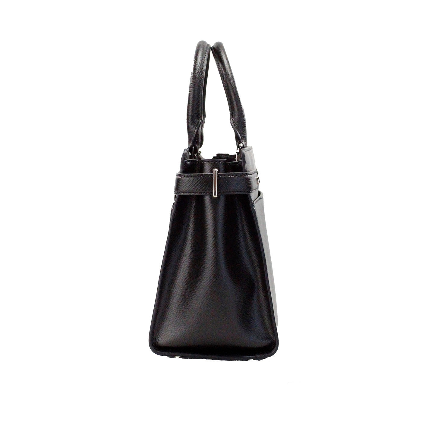 حقيبة يد كيت سبيد ستاتشي متوسطة الحجم من جلد سافيانو باللون الأسود