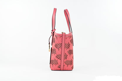 حقيبة مايكل كورس كيمبر الصغيرة المصنوعة من الجلد الوردي 2 في 1 بسحاب حقيبة ماسنجر