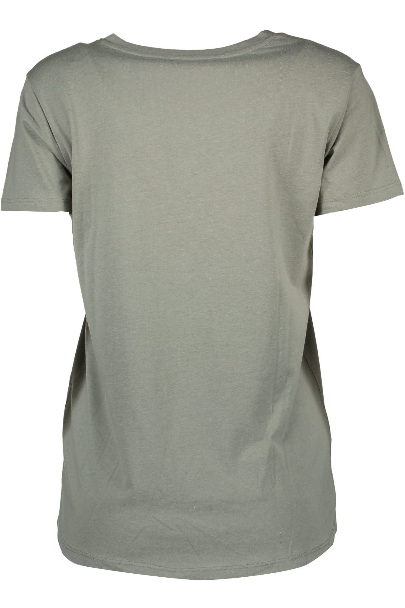 Silvian Heach Chic V-Neck Green Tee with Logo Detailing