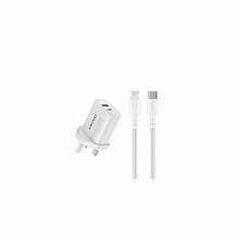 AWEI PD6 Super Fast Charging Combo (Adapter + Type-C/Lightning Data Cable) UK PIN- White
