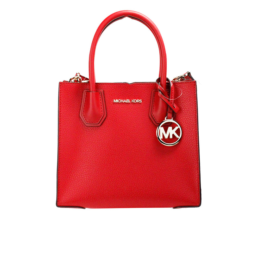 حقيبة كروس مايكل كورس ميرسر متوسطة الحجم من الجلد باللون الأحمر الفاتح