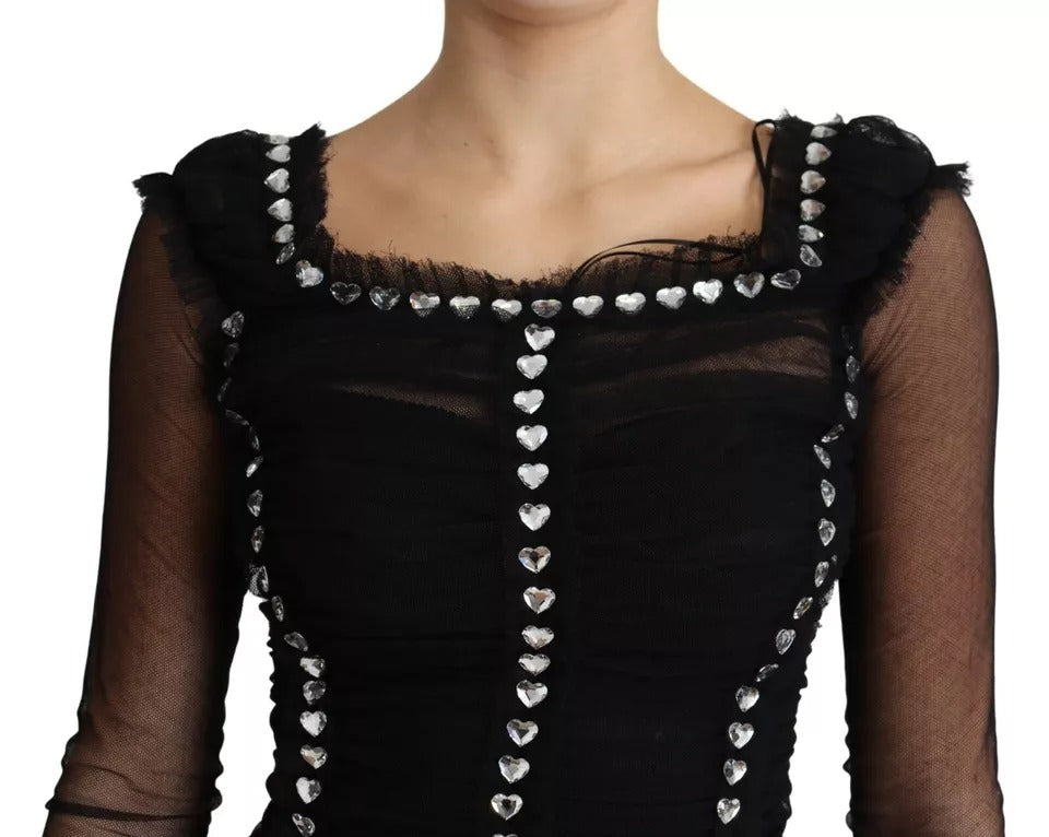 Dolce & Gabbana Black Crystal Embellished Bodycon Dress