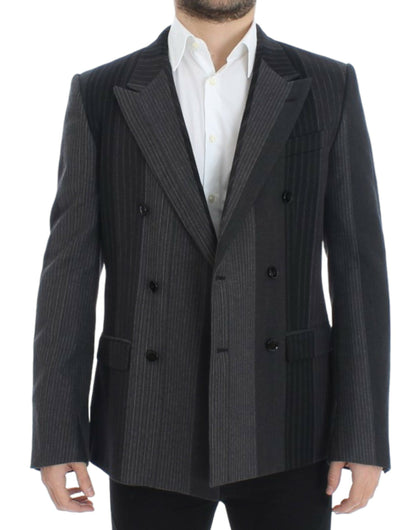 Dolce & Gabbana Gray striped wool stretch blazer