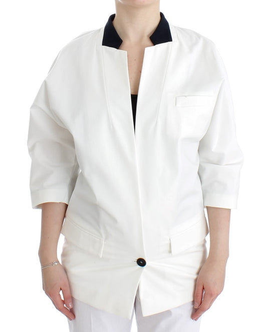 Andrea Pompilio Chic White Cotton Blend Blazer