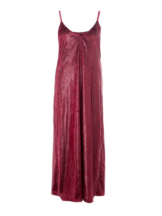 Lardini Bordeaux Velvet Elegance Long Dress