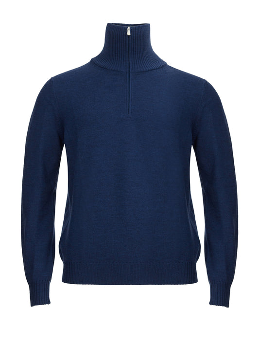 Gran Sasso Blue Mock Turtleneck Wool Sweater