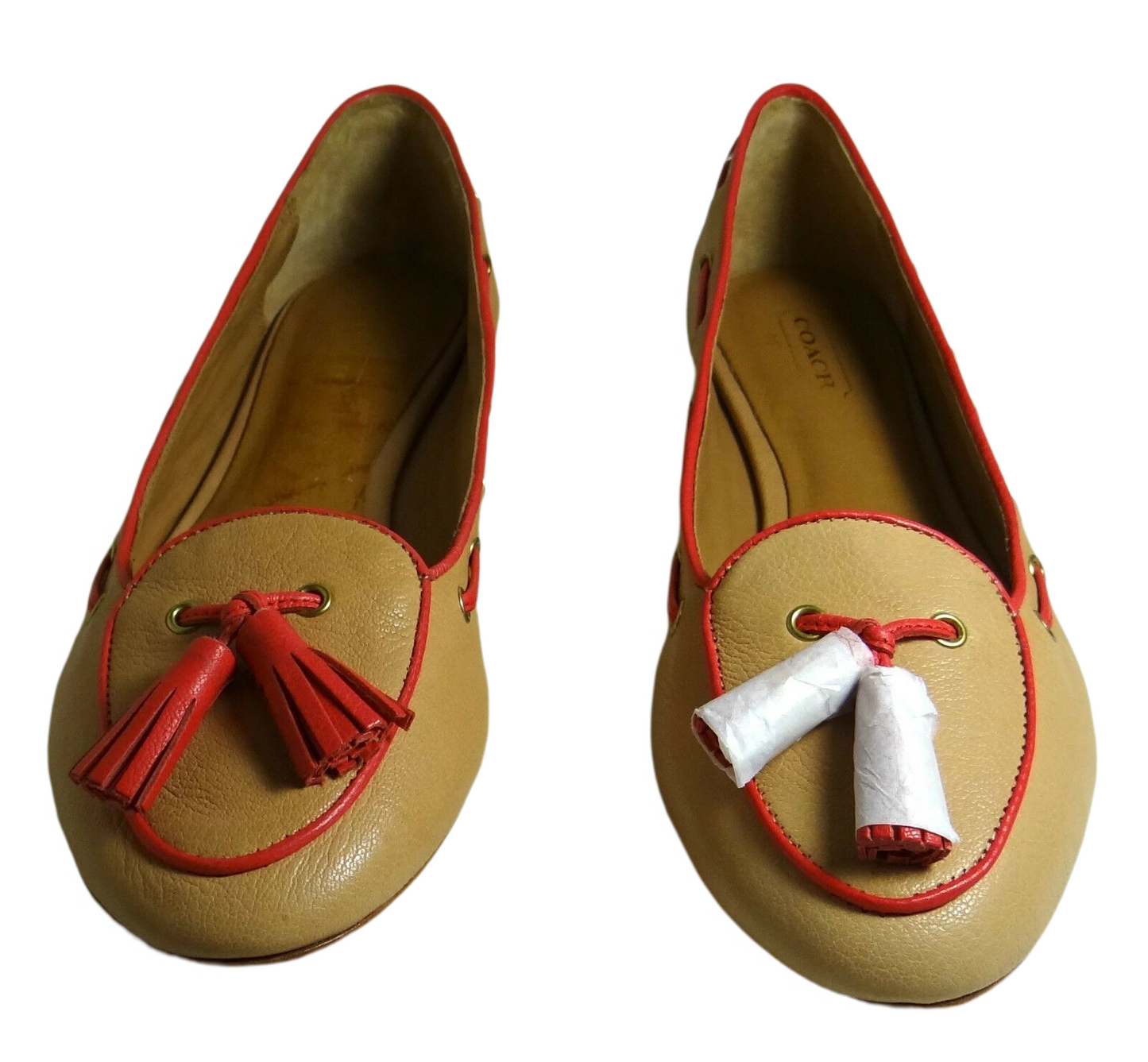 حذاء مسطح من الجلد البني الناعم من COACH Manika