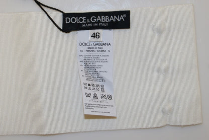 Dolce & Gabbana White Crystal Brass Wide Waist Runway Belt