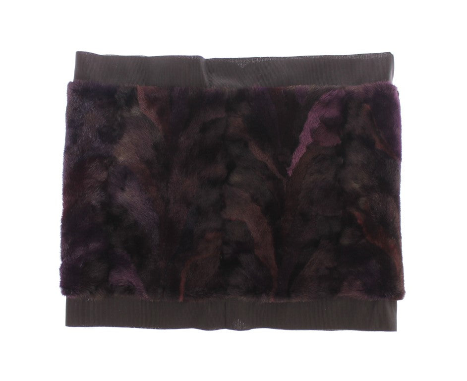 Dolce & Gabbana Purple MINK Fur Scarf Foulard Neck Wrap
