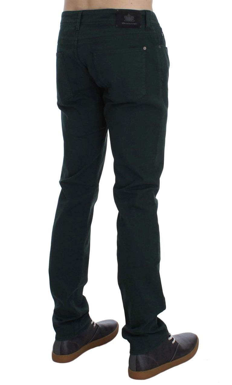Ermanno Scervino Green Cotton Denim Stretch Straight Fit Jeans