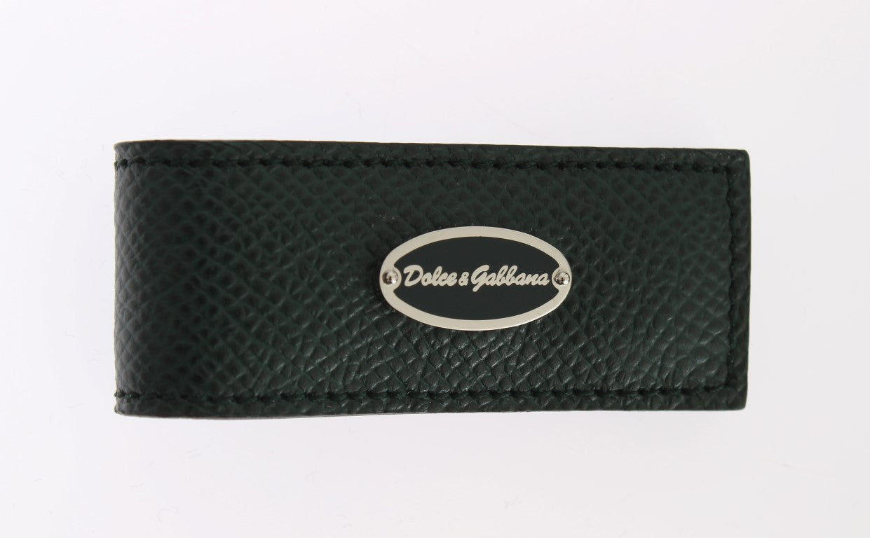 Dolce & Gabbana Elegant Green Leather Money Clip
