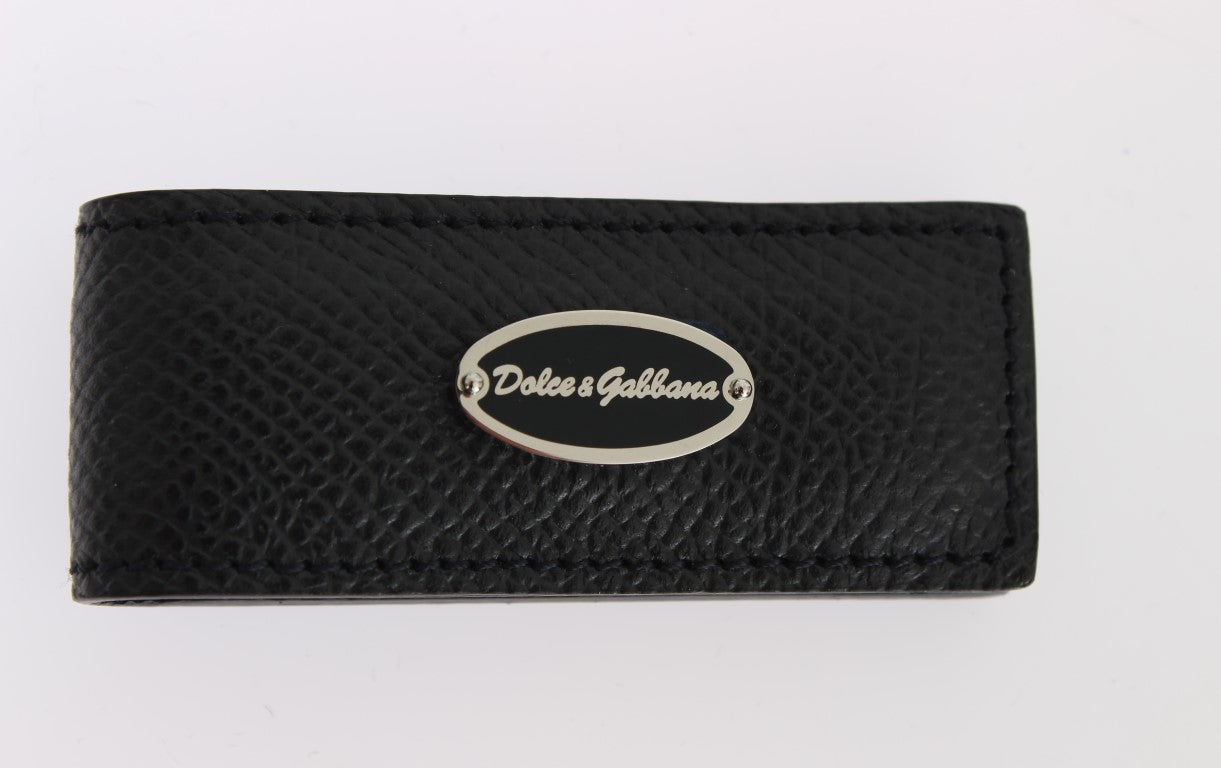 Dolce & Gabbana Elegant Blue Leather Money Clip