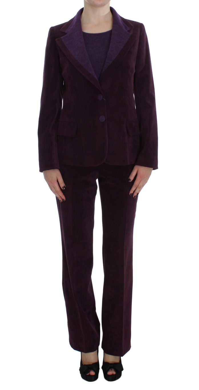 BENCIVENGA Elegant Purple Wool Blend Three Piece Suit Set
