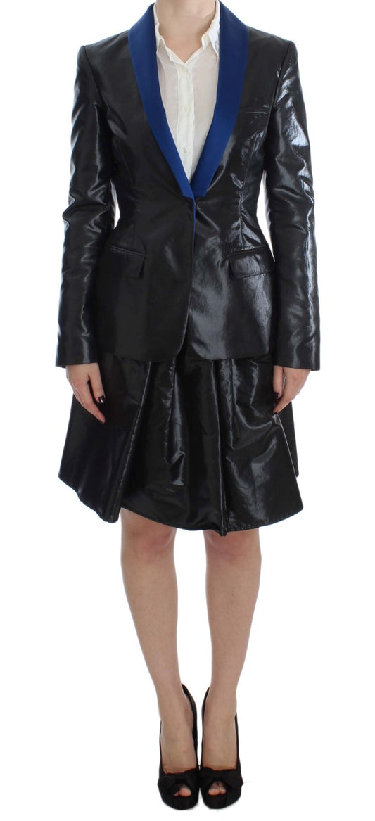 Exte Elegant Two-Piece Black Skirt Suit