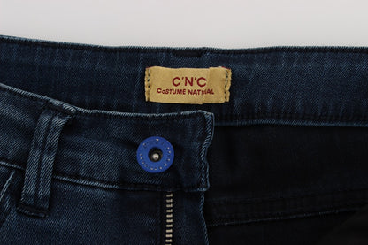Costume National Blue Cotton Blend Slim Fit Jeans