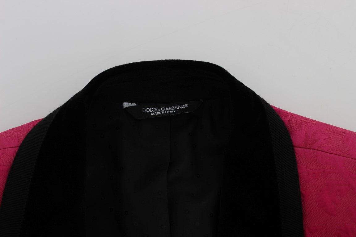 Dolce & Gabbana Pink Floral Brocade Slim Blazer Jacket