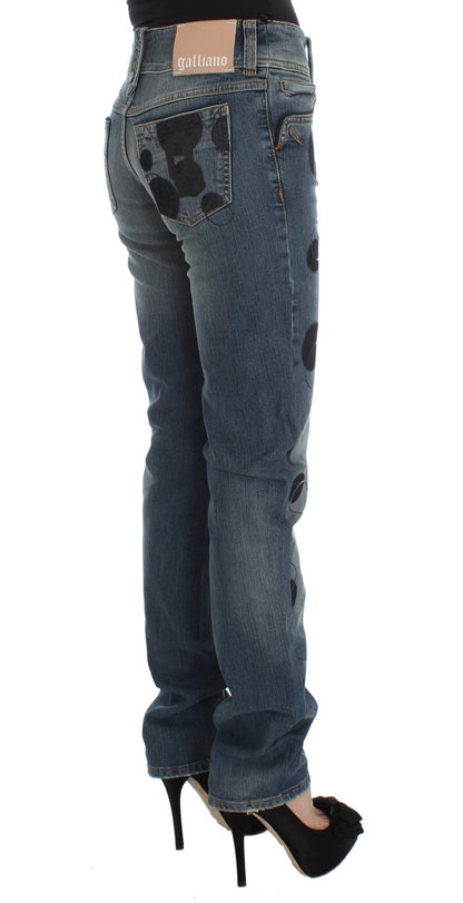 John Galliano Chic Slim Fit Bootcut Jeans in Blue Wash