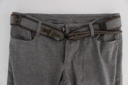 Ermanno Scervino Gray Cotton Slim Fit Casual Bootcut Pants