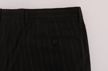 Dolce & Gabbana Brown Striped Cotton Dress Formal Pants