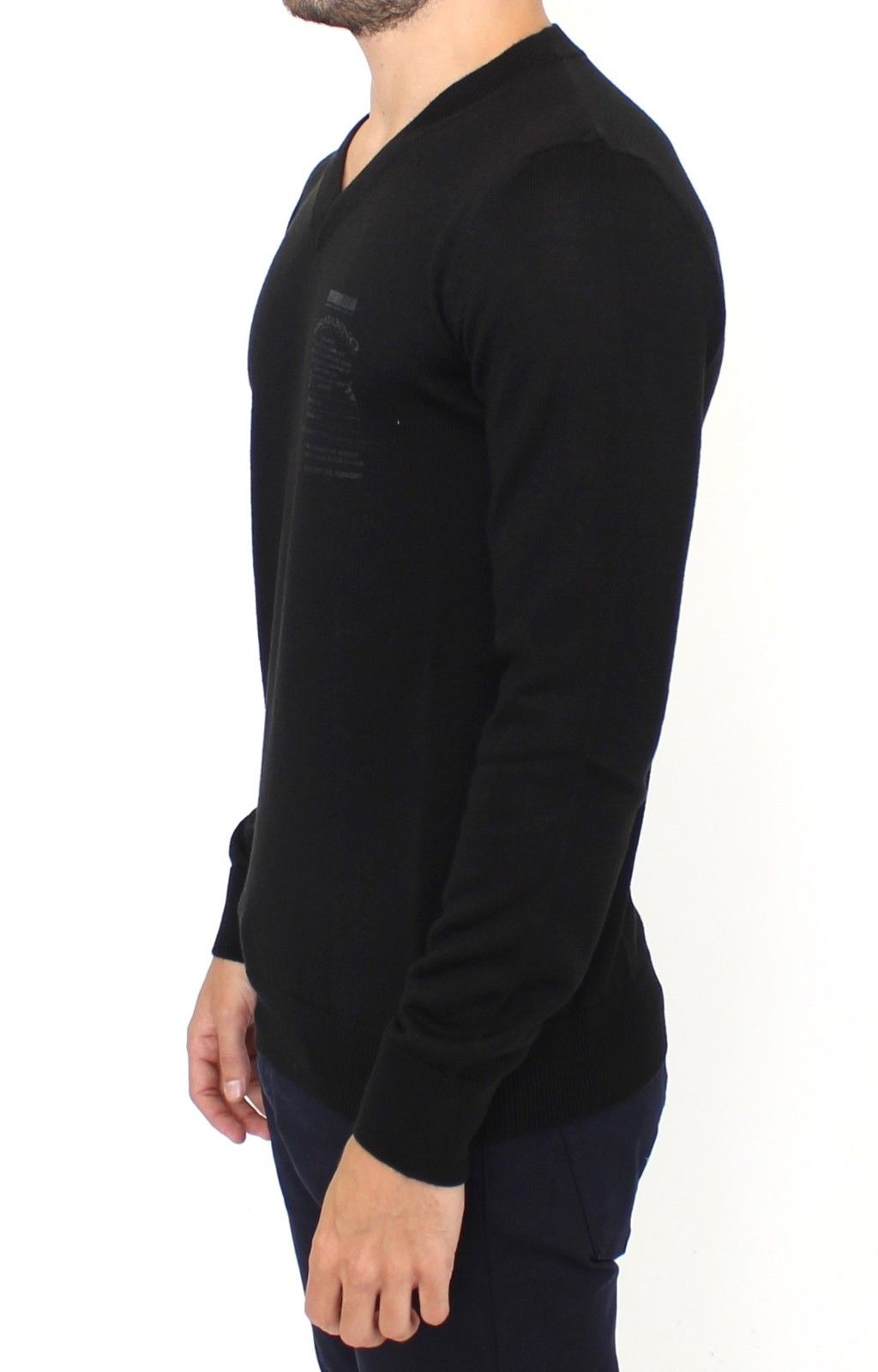 Ermanno Scervino Black Wool Blend V-neck Pullover Sweater