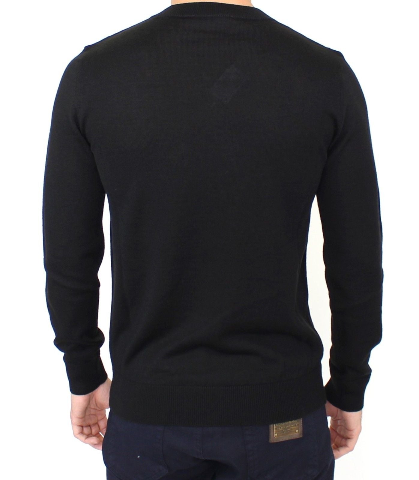 Ermanno Scervino Black Wool Blend V-neck Pullover Sweater