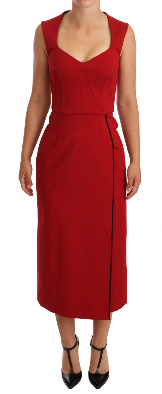 Dolce & Gabbana Elegant Sweetheart Midi Dress in Red