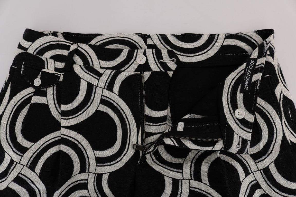 Dolce & Gabbana Chic Black & White Patterned Linen Shorts