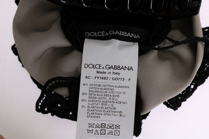 Dolce & Gabbana Gray Silk Black Lace Hair Claw