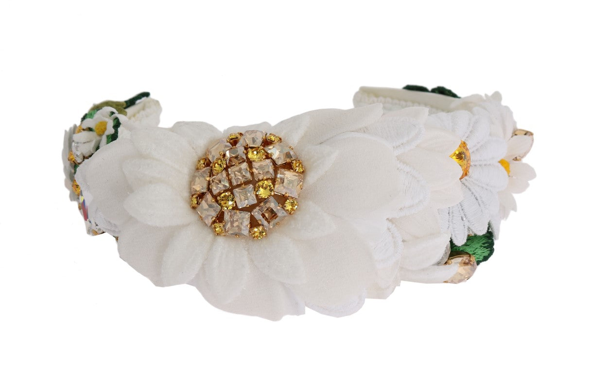 Dolce & Gabbana Yellow White Sunflower Crystal Headband